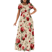 Women's Short Sleeve Loose Plain Maxi Dresses Casual Long Dresses