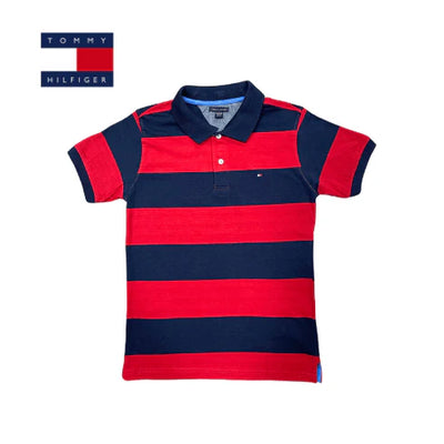 Tommy Hilfiger Contrast Trim Polo Shirt Navy Blue & Red UNISEX - Beyond paradise