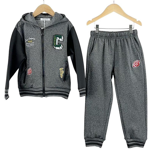 Grey & Black Full Zip Los Angeles Combat Tracksuit 1-5 Years