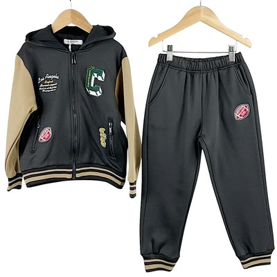 Black & Beige Full Zip Los Angeles Combat Tracksuit 1-5 Years