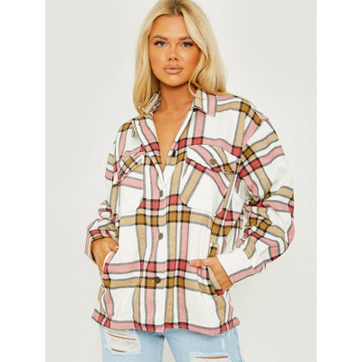 Classic Thick Colour Block Checked Shirt Jacket Shacket