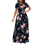 Women's Short Sleeve Loose Plain Maxi Dresses Casual Long Dresses