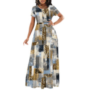 Women's Short Sleeve Loose Plain Maxi Dresses Casual Long Dresses