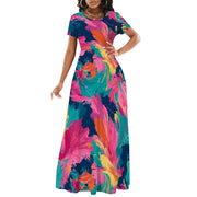 Women's Short Sleeve Loose Plain Maxi Dresses Casual Long Dresses