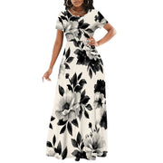 Women's Short Sleeve Loose Plain Maxi Dresses Casual Long Dresses