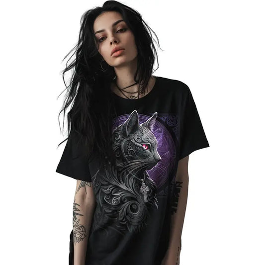 Celtic Whiskers - Front Print T-Shirt Black