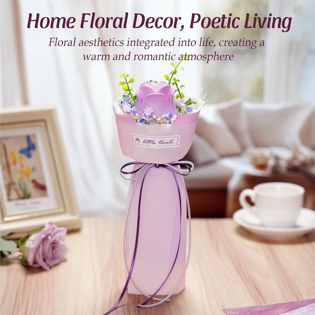 ROBOTIME Artificial Flowers For Home Bedroom Living Room Decor, Gifts For Women Valentine, Purple Rose