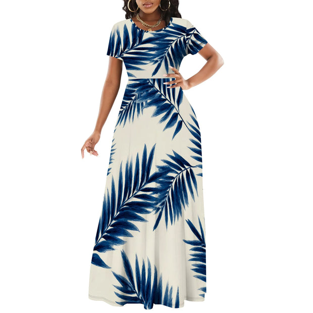 Women's Short Sleeve Loose Plain Maxi Dresses Casual Long Dresses