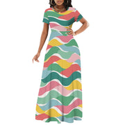 Women's Short Sleeve Loose Plain Maxi Dresses Casual Long Dresses