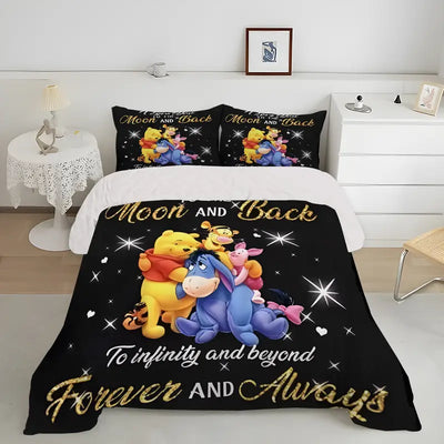 3pcs Winnie the Pooh Bedding Set Cartoon Includes 1 Duvet Cover and 2 Pillowcases Super Soft Comfort for Bedroom Guest Room Gift for Family Perfect for All Seasons Home Decor Multi Size - Beyond paradise
