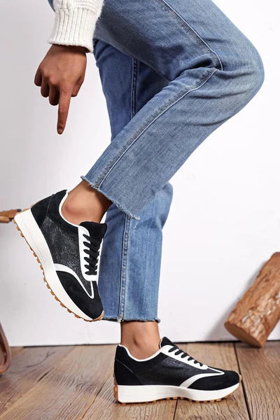 Suede Mesh Lace Up Trainer