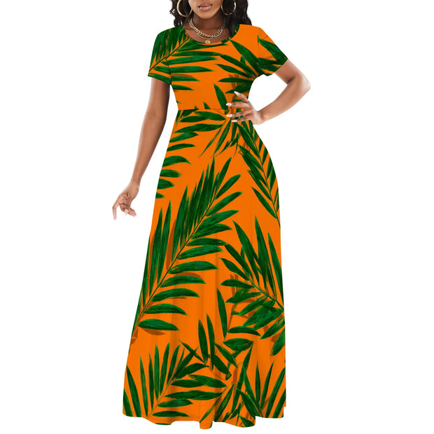 Women's Short Sleeve Loose Plain Maxi Dresses Casual Long Dresses