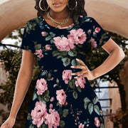 Women's Short Sleeve Loose Plain Maxi Dresses Casual Long Dresses