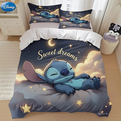 [Soft Microfiber Bedding Set] 2/3pcs Soft Microfiber Stitch Sleeping Print Bedding Set | Blue Background Duvet Cover Set, Twin/Single Bed, Easy Care All-Season Decor - Beyond paradise