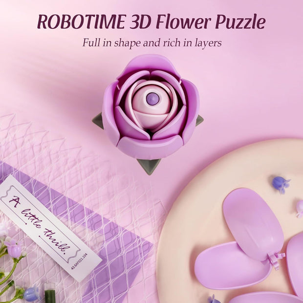 ROBOTIME Artificial Flowers For Home Bedroom Living Room Decor, Gifts For Women Valentine, Purple Rose