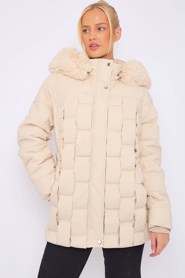DIANA PATTERN PUFFA FUR COAT