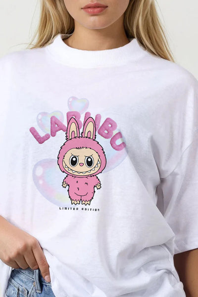 150GSM Oversized T-Shirt in Cute Labubu Print