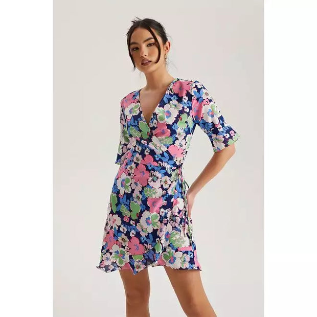 Lex Floral Mini Wrap Dress - Beyond paradise