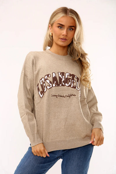 TEXTURED LA SLOGAN JUMPER
