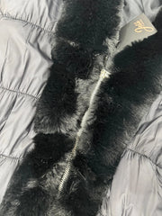 Faux Fur Trim Detail Puffer Jacket With Detachable Belt