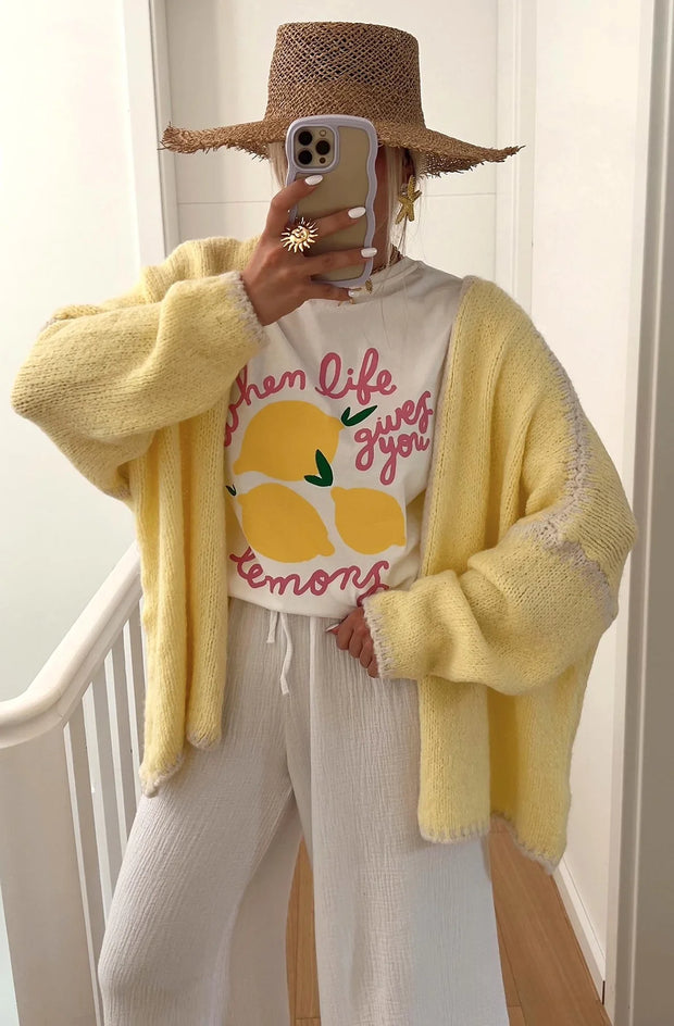 Sadie Contrast Knitted Cardigan-Pink - Beyond paradise