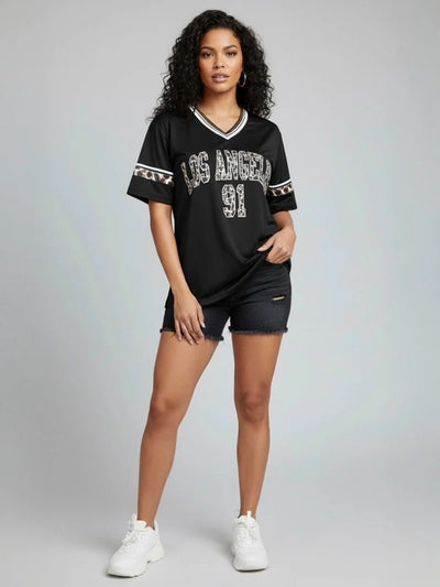 Leopard Print Los Angeles 91 Jersey T-Shirt
