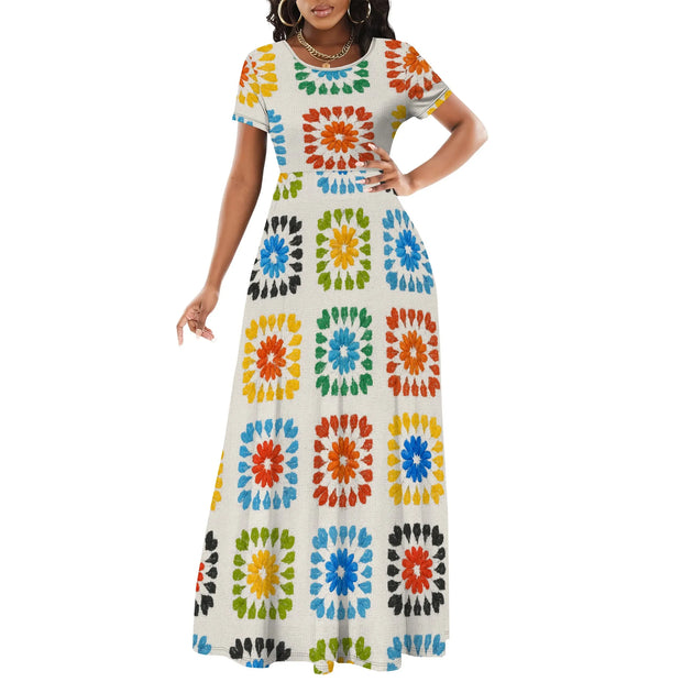 Women's Short Sleeve Loose Plain Maxi Dresses Casual Long Dresses