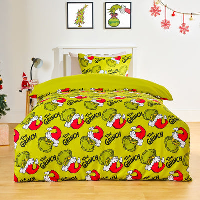 Grinch Printed Duvet Set - Green