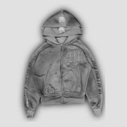 2 Pcs Outerwear Co-ords Y2K Letter Sweatsuit Distressed Patchwork Embroidered Double Hood Tracksuit Streetwear Unisex Baggy Set