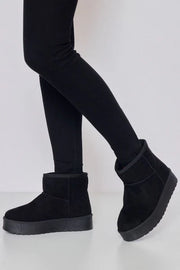 Faux Suede Slip On Platform Shoes