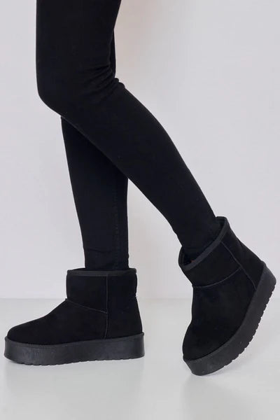 Faux Suede Slip On Platform Shoes