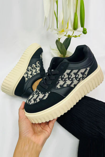 Mesh Detailing Chunky Sole Lace Up Trainer