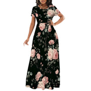 Women's Short Sleeve Loose Plain Maxi Dresses Casual Long Dresses