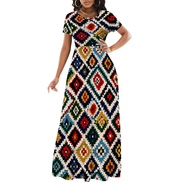 Women's Short Sleeve Loose Plain Maxi Dresses Casual Long Dresses