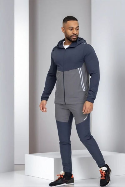 Slate Grey Softshell Hooded Windbreaker Jacket With Jogger - Beyond paradise