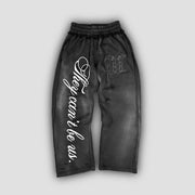 2 Pcs Outerwear Co-ords Y2K Letter Sweatsuit Distressed Patchwork Embroidered Double Hood Tracksuit Streetwear Unisex Baggy Set