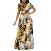 Women's Short Sleeve Loose Plain Maxi Dresses Casual Long Dresses