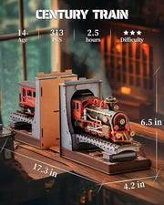 ROBOTIME Book Nook Book Ends Kits Century Train DIY Booknook 3D Wooden Puzzle Model Kit Bookend Bookshelf Decoration Gifts For Adults Kids Teens