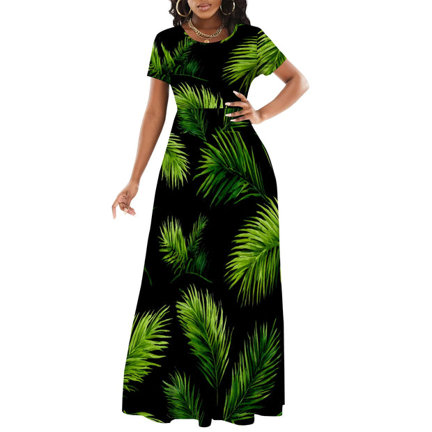 Women's Short Sleeve Loose Plain Maxi Dresses Casual Long Dresses