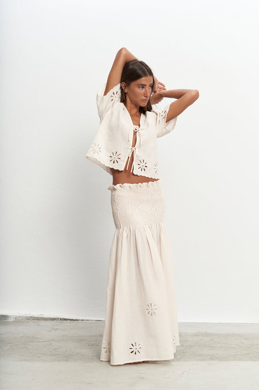 Alma White Skirt