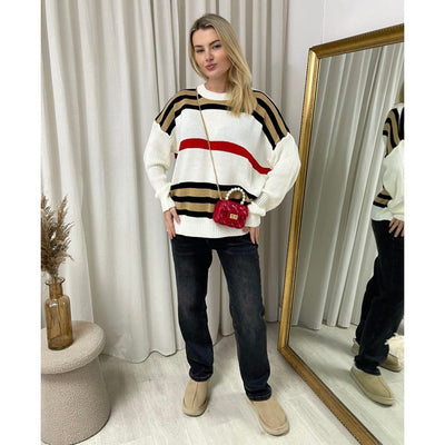 Striped Long Sleeve Knitted Jumper - Beyond paradise