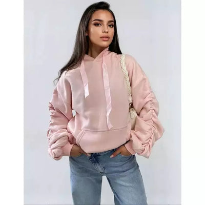 Sleeve Oversized Hoodie with Front Pouch Pocket - Beyond paradise