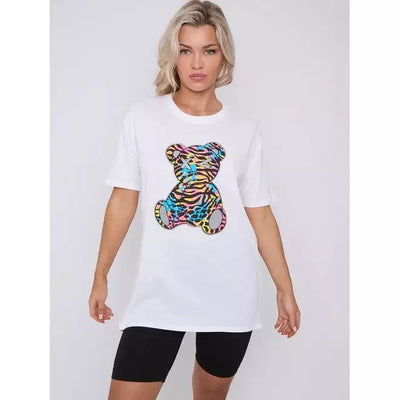 Animal Print Teddy Graphic Printed T-Shirt - Beyond paradise