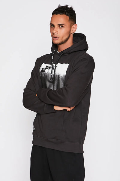 Mens Black Graphic Print Hoody