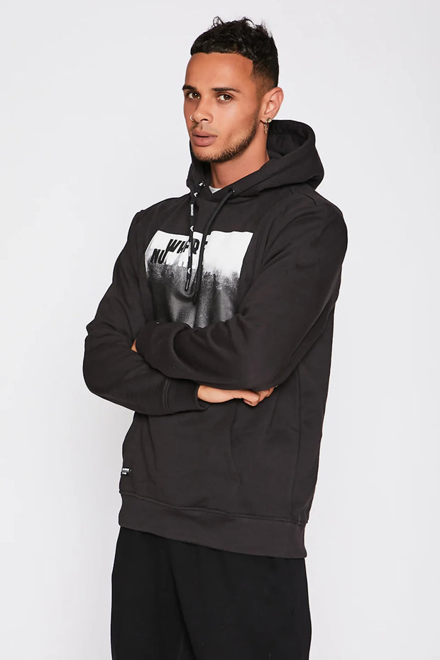 Mens Black Graphic Print Hoody