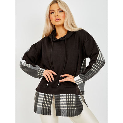 Check Detail Fleece Hoodie