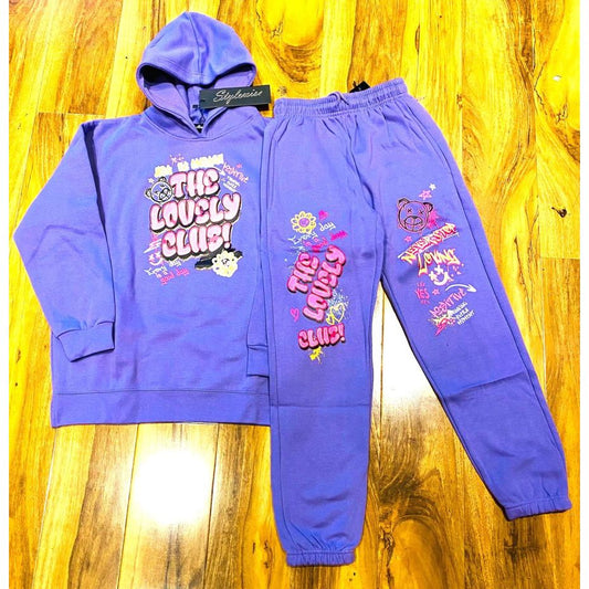Kids Lovely Club Slogan Fleece Co-ord