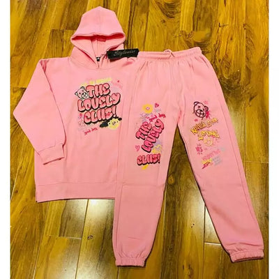 Kids Lovely Club Slogan Fleece Co-ord - Beyond paradise
