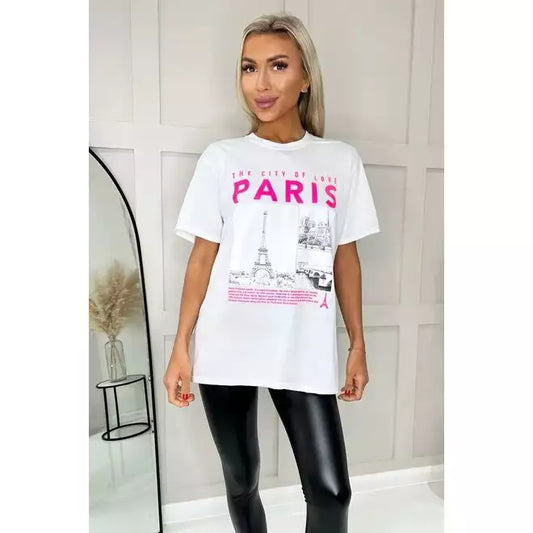 WHITE THE CITY OF LOVE PARIS T-SHIRT