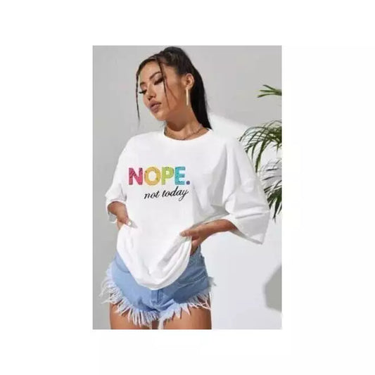 WHITE NOPE MULTI-COLOR T-SHIRT